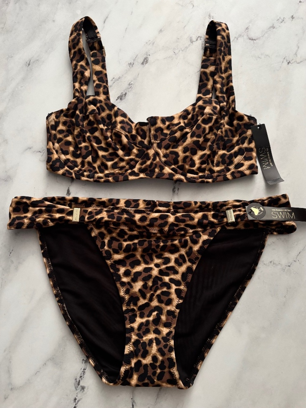 Victoria's Secret Swim Bikini Set True Cat Full Coverage Top Harlow 38D / XL